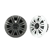 Image of a pair of Kicker marine speakers on a white background.