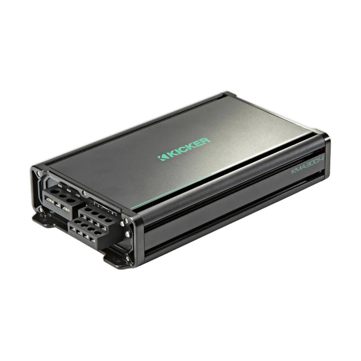 Image of a Kicker marine amplifier on a white background.