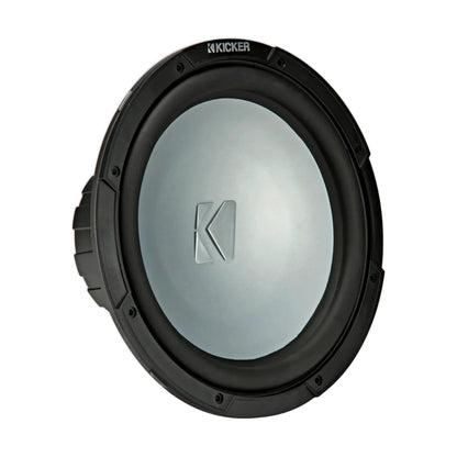 Image of a Kicker marine subwoofer speaker on a white background.