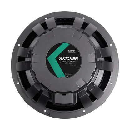 Image of a Kicker marine subwoofer speaker on a white background.
