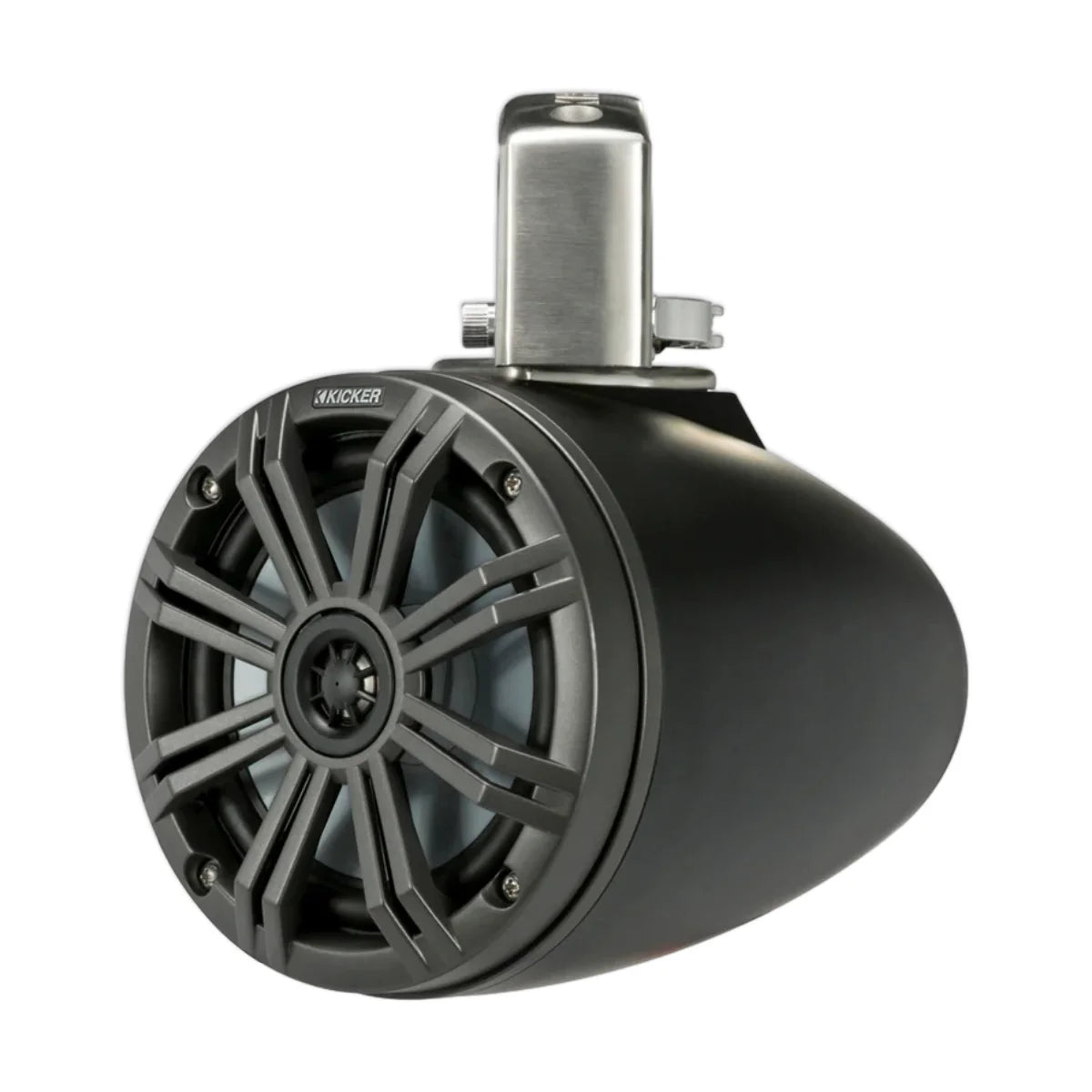 Image of a Kicker marine tower speaker on a white background.