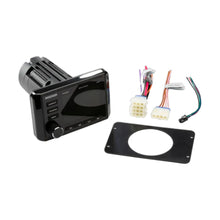 Image of a Kicker marine media source unit with fitting kit on a white background.