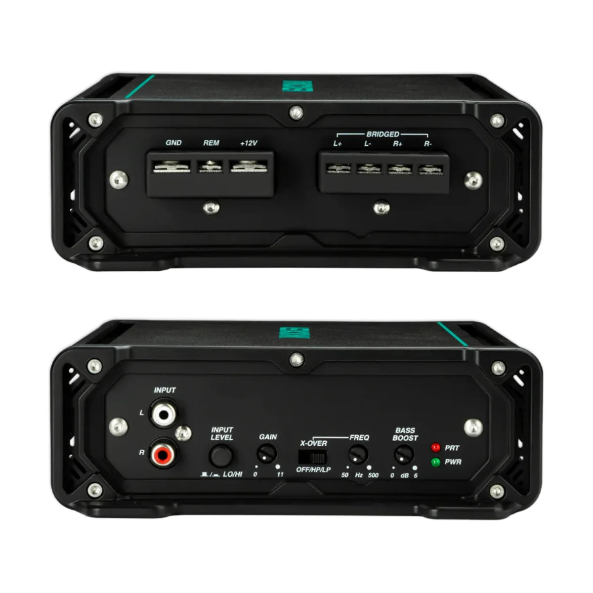 Image of a Kicker marine amplifier on a white background.