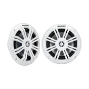 Image of a pair of Kicker marine speakers on a white background.