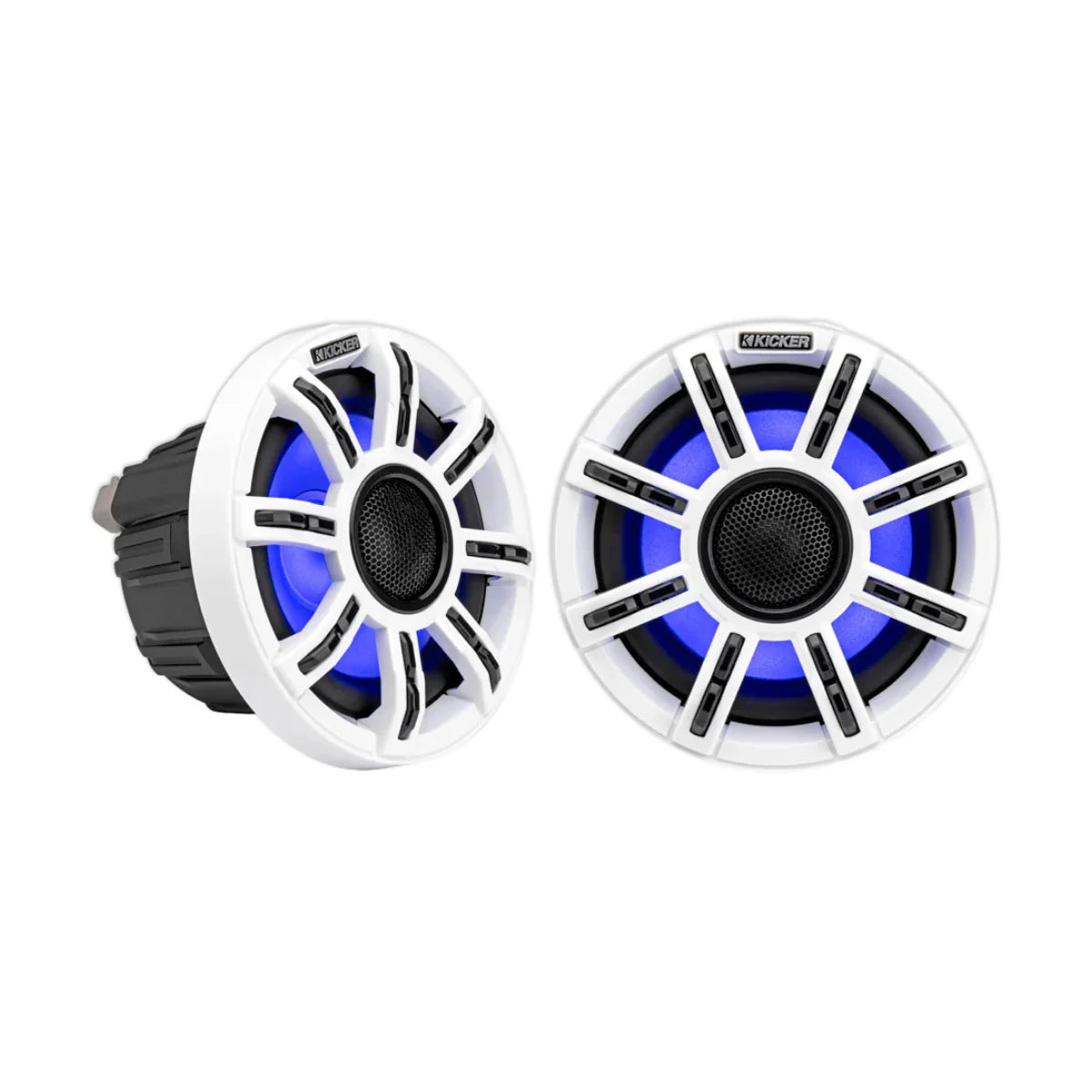 Image of a pair of marine speakers on a white background.