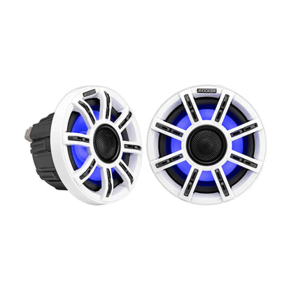 Image of a pair of marine speakers on a white background.