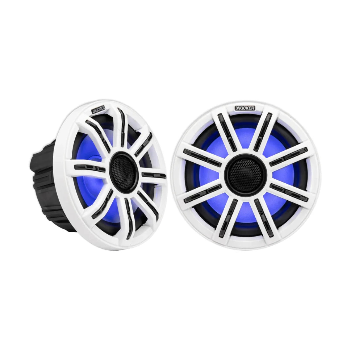 Image of a pair of marine speakers on a white background.