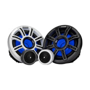 Image of marine speakers and tweeters on a white background.