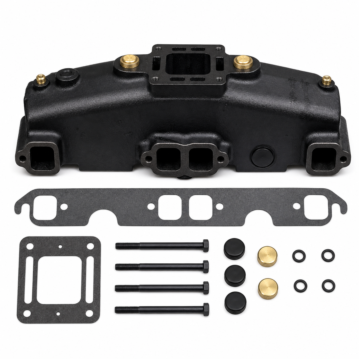 MAR246 Recmar MerCruiser V8 small block exhaust manifold kit with gaskets, bolts, plugs and hardware