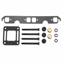 MAR246 exhaust manifold fitting kit detail with graphite gaskets, black bolts, brass plugs and O-rings