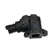 Black exhaust elbow for mercruiser on a white background.