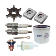 Image of various engine service and maintenance parts on a white background.