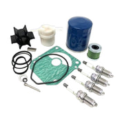 Image of various engine service and maintenance parts on a white background.