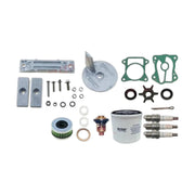 Image of various engine service and maintenance parts on a white background.