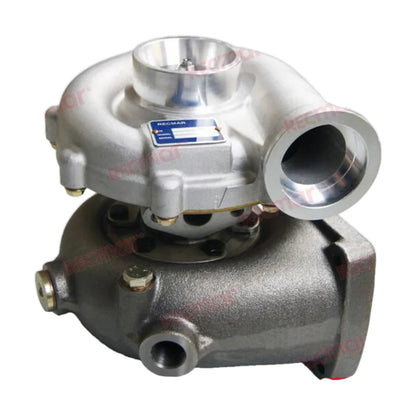 Image of a turbocharger on a white background with visible branding.