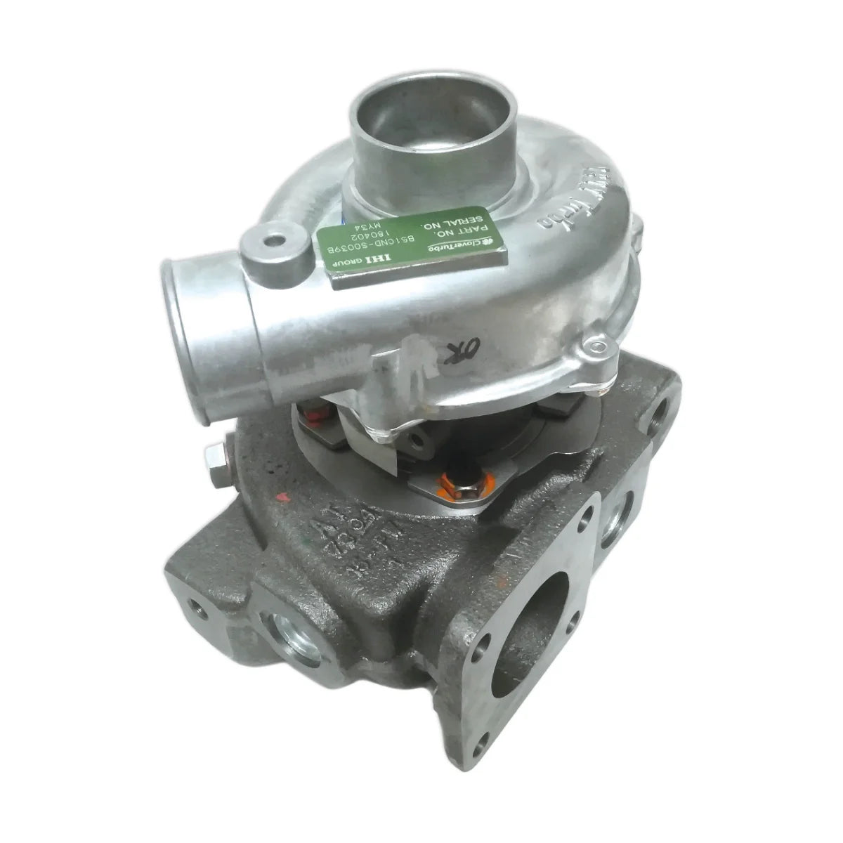 Image of a turbocharger on a white background.