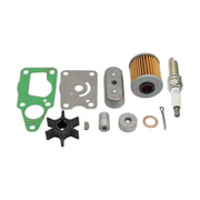 Image of various engine service and maintenance parts on a white background.