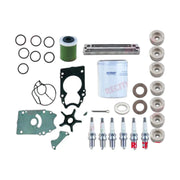 Image of various engine service and maintenance parts on a white background.