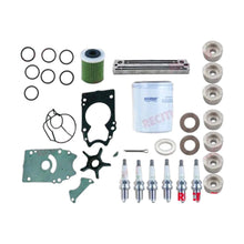 Image of various engine service and maintenance parts on a white background.