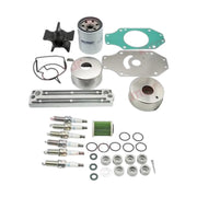 Image of various engine service and maintenance parts on a white background.