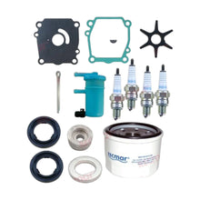 Image of various engine service and maintenance parts on a white background.
