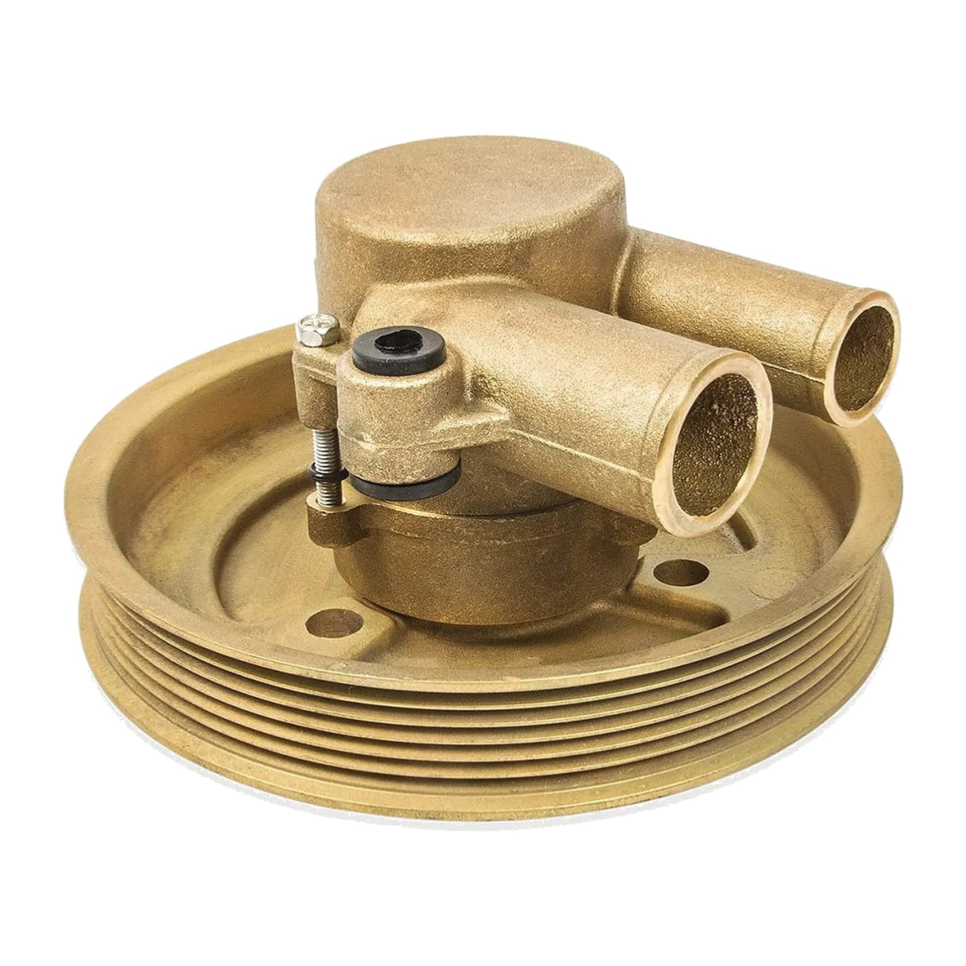 Recmar REC21212799 crank mounted raw water pump front left angle on white background.