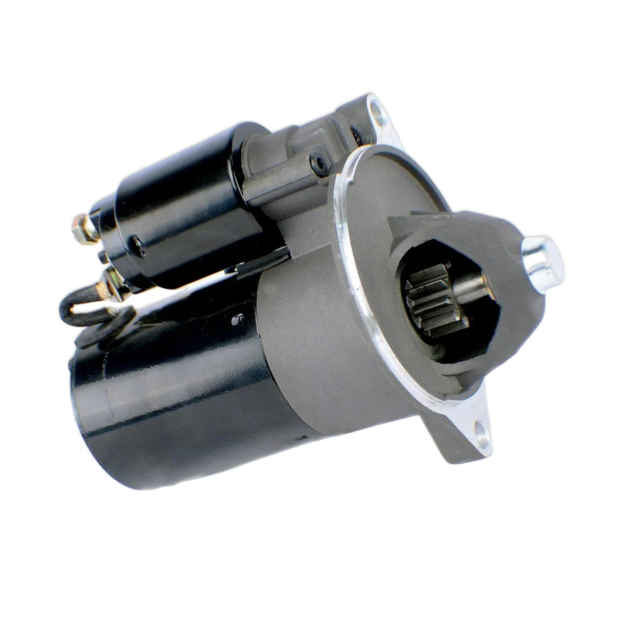 Image of a starter motor on a white background.