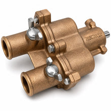 REC46-862914T10 Recmar MerCruiser sea water pump with bronze body, twin hose ports, silver drain screws and rear shaft