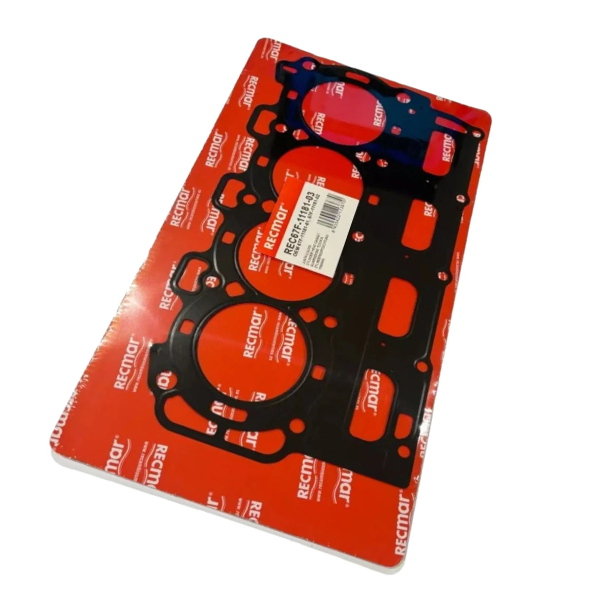Gasket set packaging with red and black design on a white background