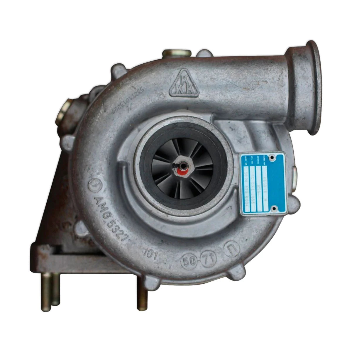 Image of a turbocharger on a white background.