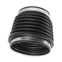 Black rubber bellow with metal clips on both ends on a white background.