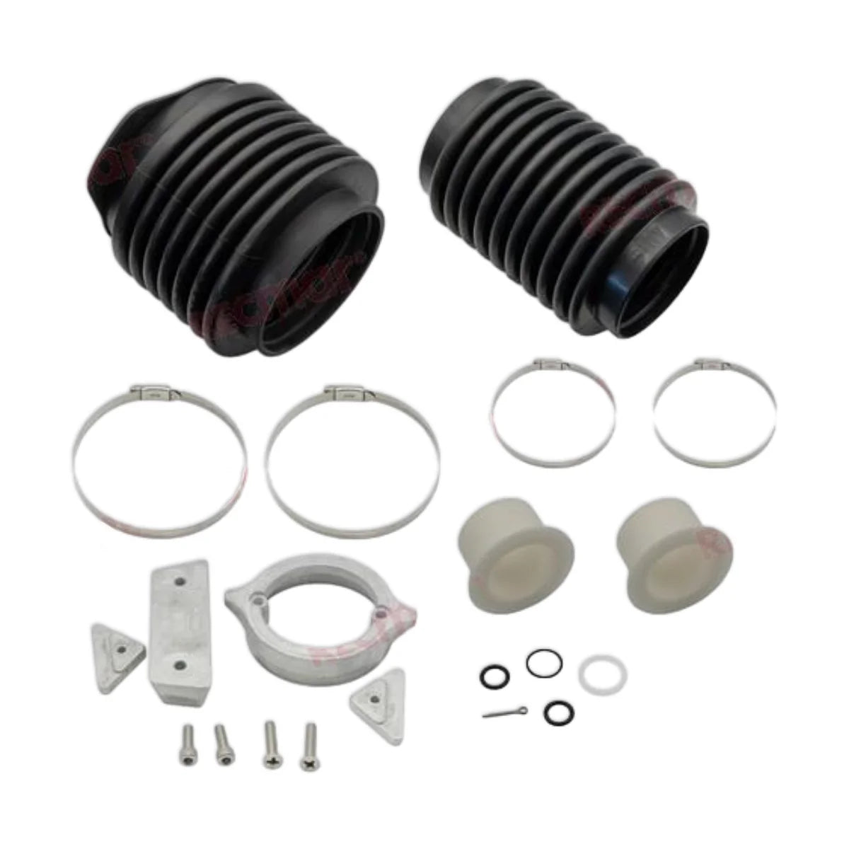 Image of various engine service and maintenance parts on a white background.