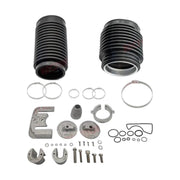 Image of various engine service and maintenance parts on a white background.
