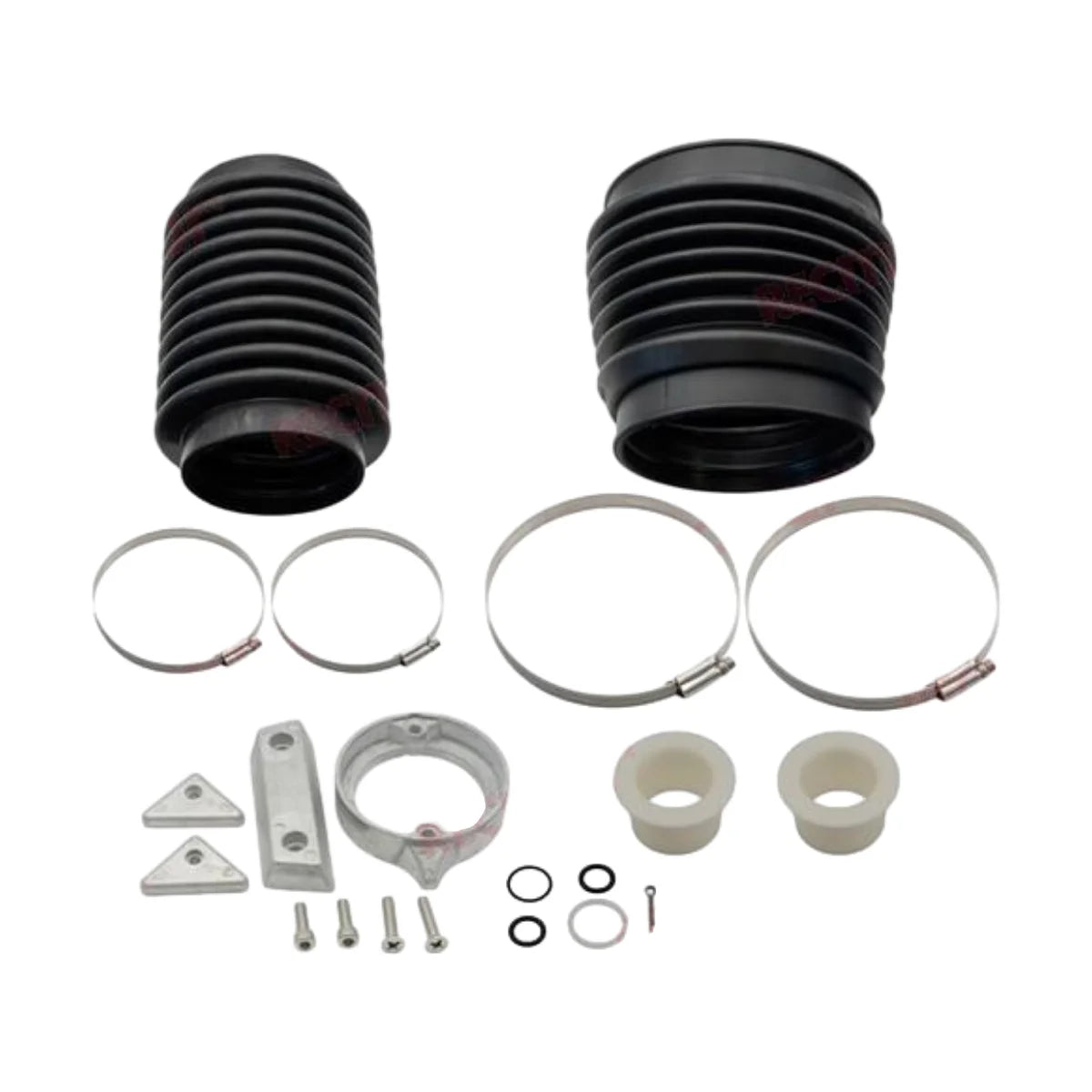 Image of various engine service and maintenance parts on a white background.