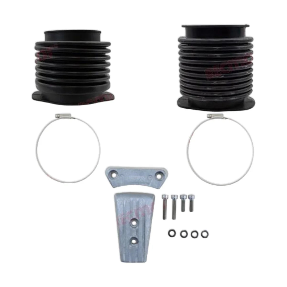 Image of various engine service and maintenance parts on a white background.