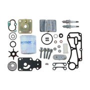 Image of various engine service and maintenance parts on a white background.