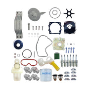 Image of various engine service and maintenance parts on a white background.