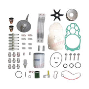 Image of various engine service and maintenance parts on a white background.