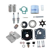 Image of various engine service and maintenance parts on a white background.