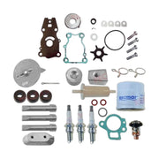 Image of various engine service and maintenance parts on a white background.