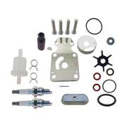Image of various engine service and maintenance parts on a white background.