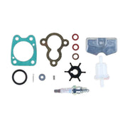 Image of various engine service and maintenance parts on a white background.