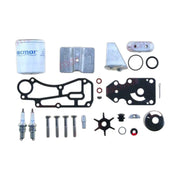 Image of various engine service and maintenance parts on a white background.