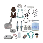 Image of various engine service and maintenance parts on a white background.