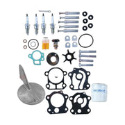 Image of various engine service and maintenance parts on a white background.