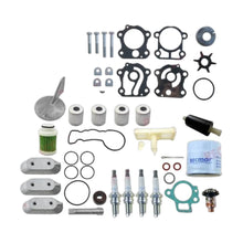 Image of various engine service and maintenance parts on a white background.