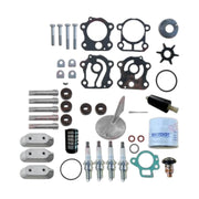 Image of various engine service and maintenance parts on a white background.
