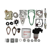 Image of various engine service and maintenance parts on a white background.