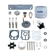 Image of various engine service and maintenance parts on a white background.
