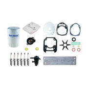 Image of various engine service and maintenance parts on a white background.